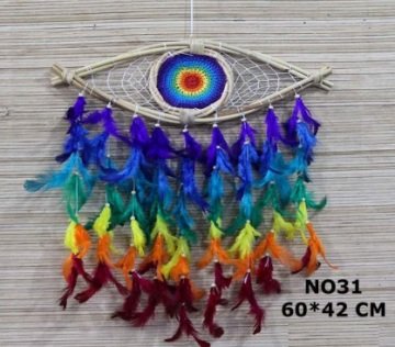 Renkli Göz Şeklinde Rüya Düş Kapanı Dream Catcher (60 cm x 42 cm)
