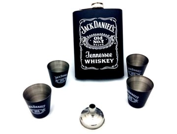 Jack Daniel's Cep İçki Matarası ve Shot Bardağı Seti (6 Parça)