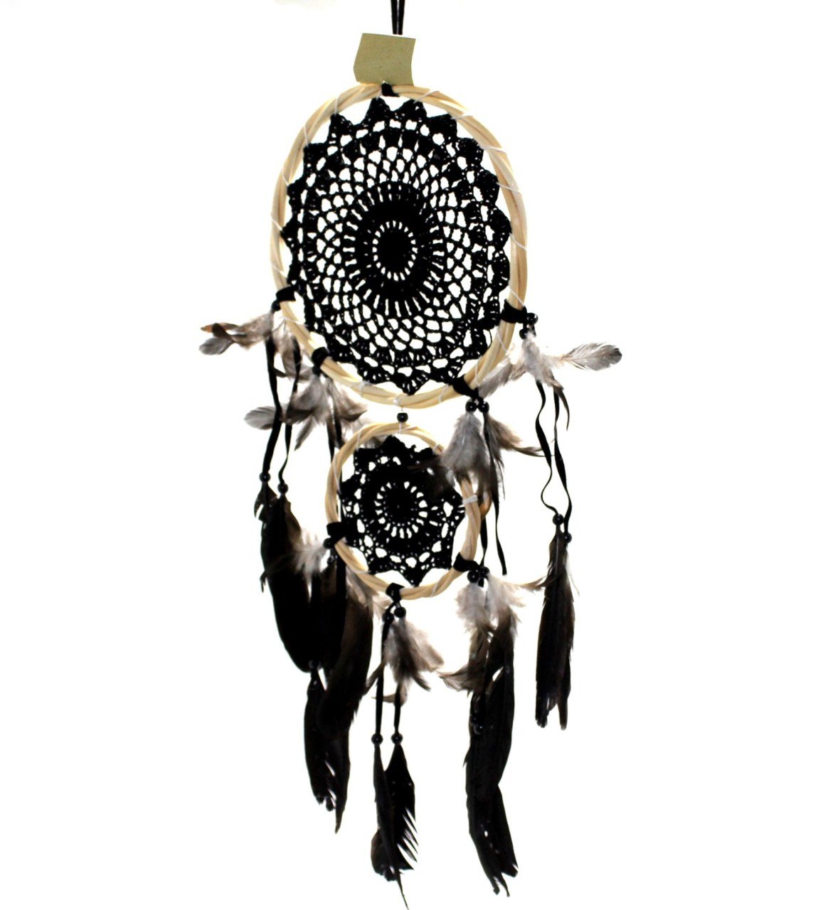 2 Halkalı Dantelli Siyah Dream Catcher Rüya Düş Kapanı
