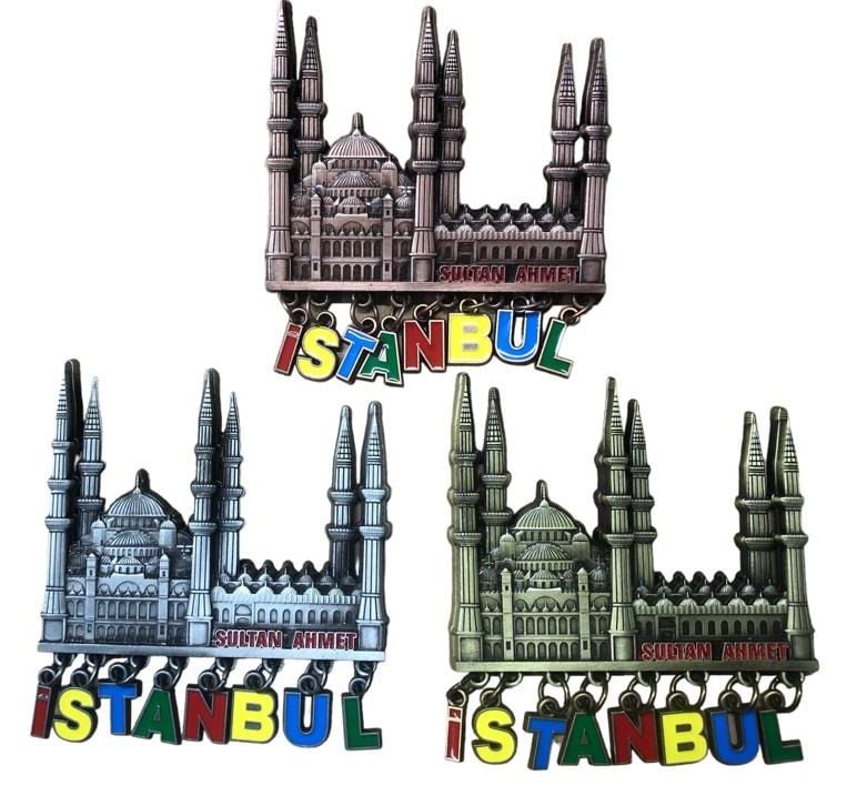 Dekoratif Sultanahmet Cami Renkli İstanbul Tasarımlı Metal Magnet (12 Adet)