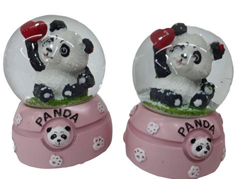 Işıklı Sevimli Panda Dekoratif Müzikli Cam Kar Küresi