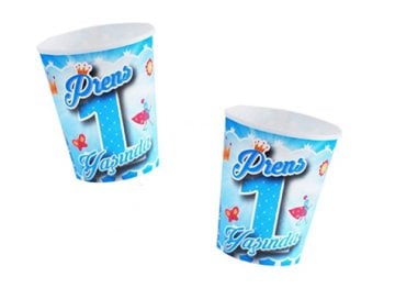 Prens 1 Yaşında Karton Tabak Bardak (8 Adet)