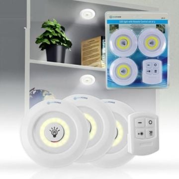 Uzaktan Kumandalı Yapışkanlı 3'lü Led Spot Lamba