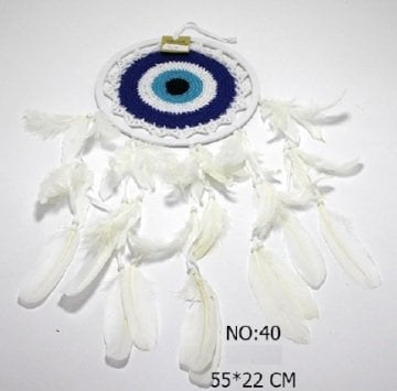 DreamCatcher Nazar Boncuk Şeklinde Tüylü Rüya Düş Kapanı