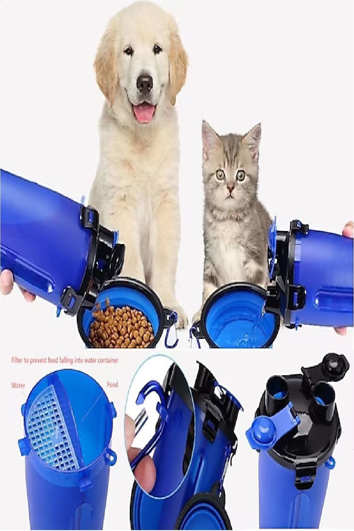 Katlanır Mama Kablı Su ve Mama Matarası
