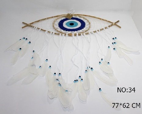 Göz Şeklinde Tüylü Boncuklu Rüya Düş Kapanı Dream Catcher