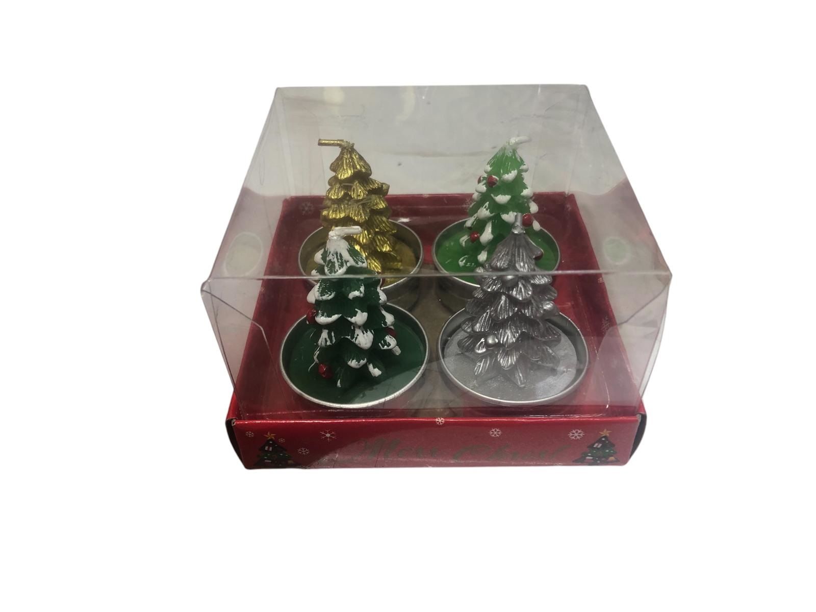 Çam Ağacı Şeklinde Tealight Yılbaşı Mumu (4 Adet)