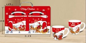 Seramik Merry Christmas Kaşıklı Yılbaşı Kupa Bardak (2 Adet)