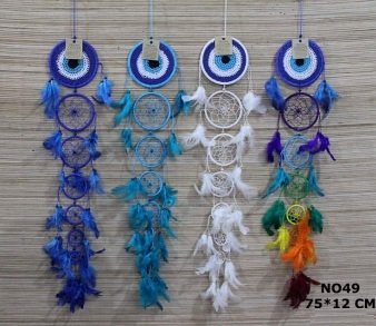 Renkli Halkalı Dantelli Rüya Düş Kapanı Dream Catcher (75 cm x 12 cm)