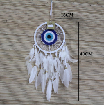 Tüylü Nazar Boncuk Şeklinde Rüya Düş Kapanı Dream Catcher