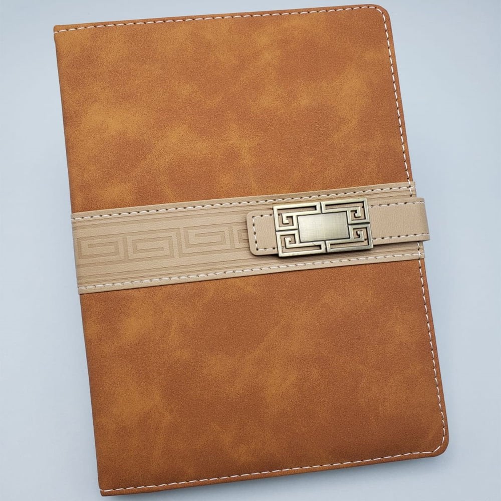 Kahverengi Metal Motifli Deri Ajanda Promosyon Defter