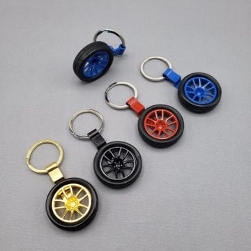 Araba Tekerleği Tasarımlı Metal Anahtarlık
