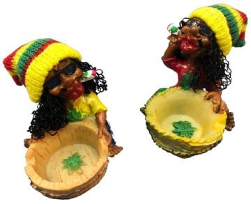 Gözlüklü Pipo İçen Bob Marley Tasarımlı Polyester Küllük