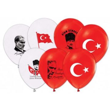 Atatürk ve Bayraklı Balon Bayrak 100'lü