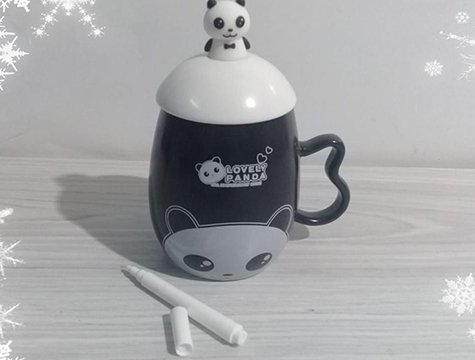Panda Tasarım Kendi Notunu Yaz Kaşıklı Kupa Bardak