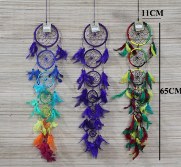 7 Halkalı Renkli Tüylü Rüya Düş Kapanı Dream Catcher