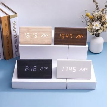 Dijital Led Ekranlı Alarmlı Dereceli Üçgen Saat