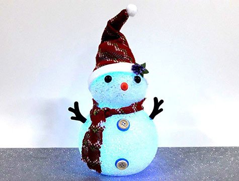 Renk Değiştiren Led Işıklı Kristal Kardan Adam (30 cm)