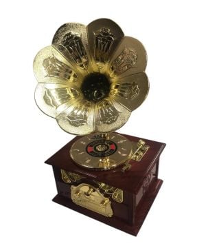Dekoratif Gramafon Kurmalı Müzik Kutusu