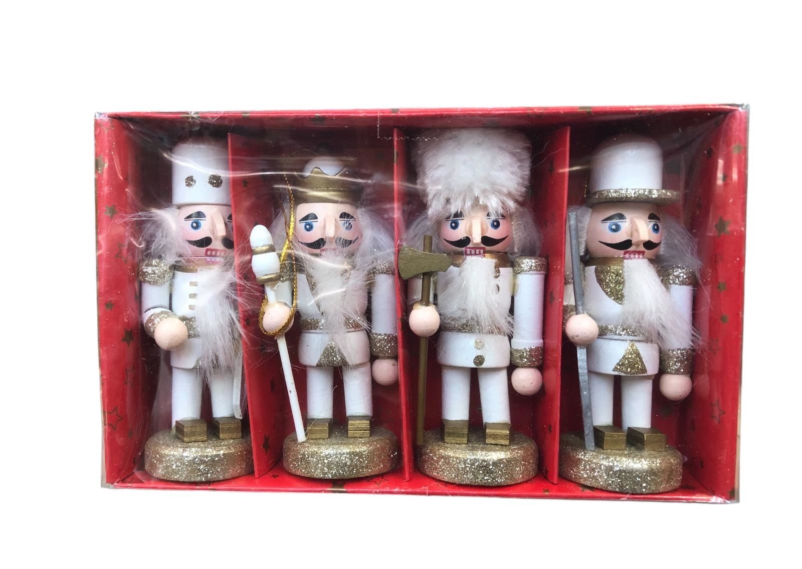 Dekoratif Beyaz Fındıkkıran Kurşun Asker Biblosu 10 cm (4 adet)
