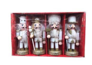 Dekoratif Beyaz Fındıkkıran Kurşun Asker Biblosu 10 cm (4 adet)
