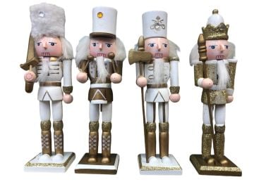Dekoratif Fındıkkıran Kurşun Asker Biblosu Beyaz 18cm (4 adet)