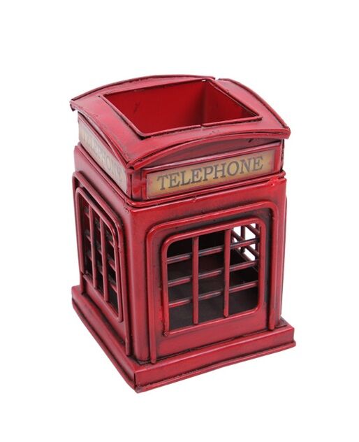 Dekoratif Metal Londra Telefon Kulübesi Kalemlik