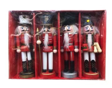 Dekoratif Fındıkkıran Kurşun Asker Biblosu Kırmızı 13cm (4 adet)