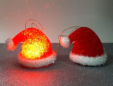 Noel Baba Şapkası Şeklinde Led Işıklı Kristal Lamba