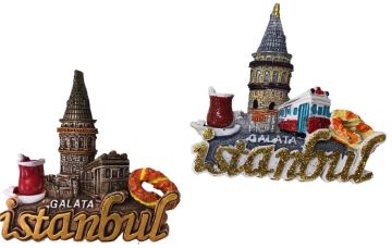 Dekoratif Galata Kule İstanbul Tasarımlı Polyester Magnet (12 Adet)