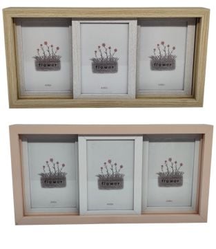 3'Lü Dekoratif Ahşap Tasarım Fotoğraf Çerçevesi (4''x 6'')