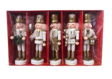 Dekoratif Beyaz Fındıkkıran Kurşun Asker Biblosu 13cm (5 adet)
