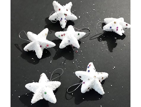 Beyaz Yıldız Yıl Başı Çam Ağacı Süsü (6 Adet)