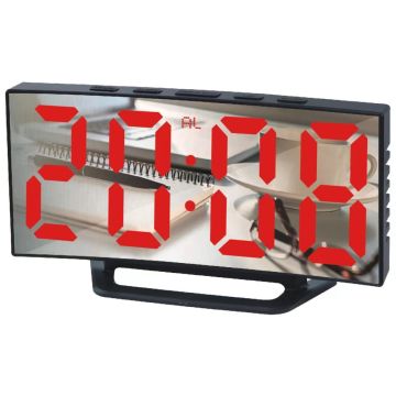 Dijital Aynalı Renkli Led Ekranlı Alarmlı Ayaklı Masa Saati