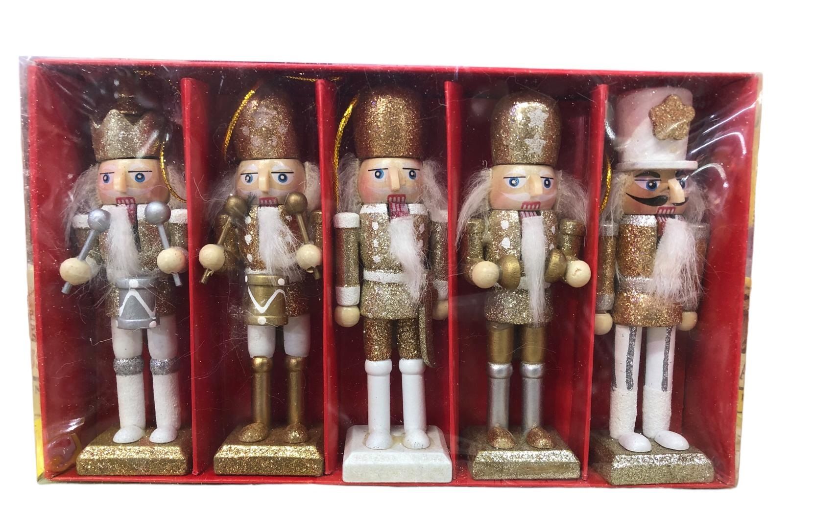 Dekoratif Gold Simli Fındıkkıran Kurşun Asker Biblosu 13cm (5 adet)