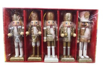 Dekoratif Gold Simli Fındıkkıran Kurşun Asker Biblosu 13cm (5 adet)