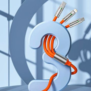 Turuncu 3 Şarj Aleti 1 Arada Çinko Alaşım Hızlı Şarj Kablosu