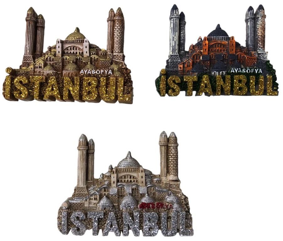 Dekoratif İstanbul Ayasofya Cami Tasarımlı Polyester Magnet (12 Adet