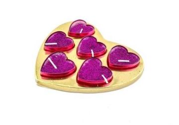 Sevgililer Günü için Kalpli Tealight Mum (6 Adet)
