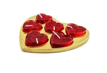 Sevgililer Günü için Kalpli Tealight Mum (6 Adet)
