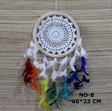 Dantel Tüylü Rüya Düş kapanı Dreamcatcher (60 cm x 23 cm)