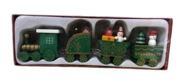 Dekoratif Ahşap Lokomotif Tren Yılbaşı Biblosu Yeşil (19.5cmx 4.5cm)