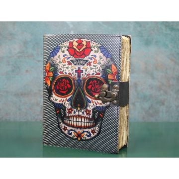 Kuru Kafa Desenli Deri Eskitme Yaprak Defter