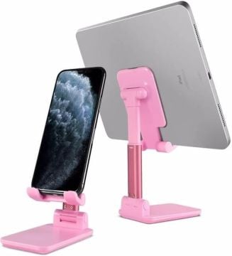 Pembe Aynalı Portatif Katlanabilen Cep Telefonu Standı
