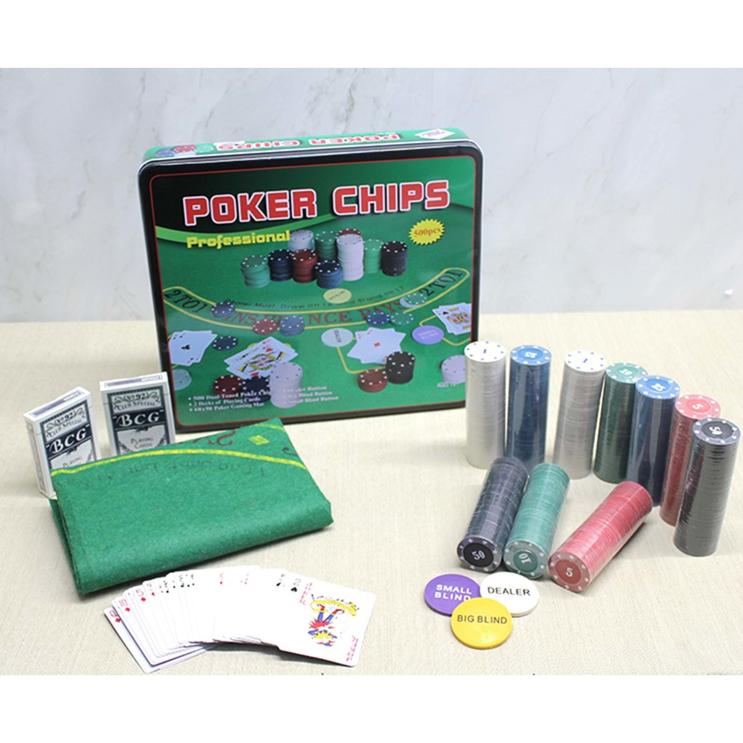 Professional Metal Kutulu 500 Chip Poker Oyun Seti