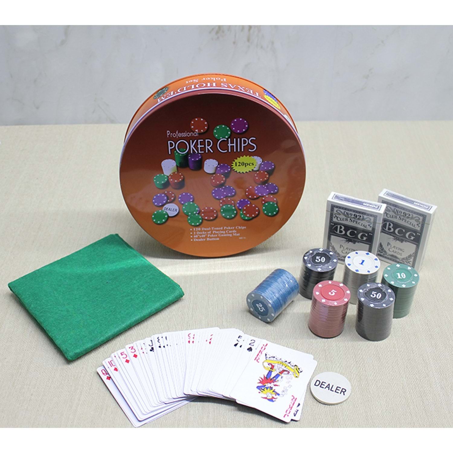 120 Chip Professional Metal Kutulu Poker Oyun Seti