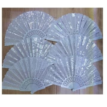 Beyaz Karışık Desenli Plastik Yelpaze