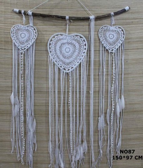 3'lü Kalpli Dantelli İpli Rüya Düş Kapanı Dream Catcher (150 cm x 97 cm)