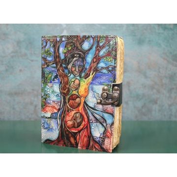 Ağaç Ana Desenli Deri Eskitme Yaprak Defter