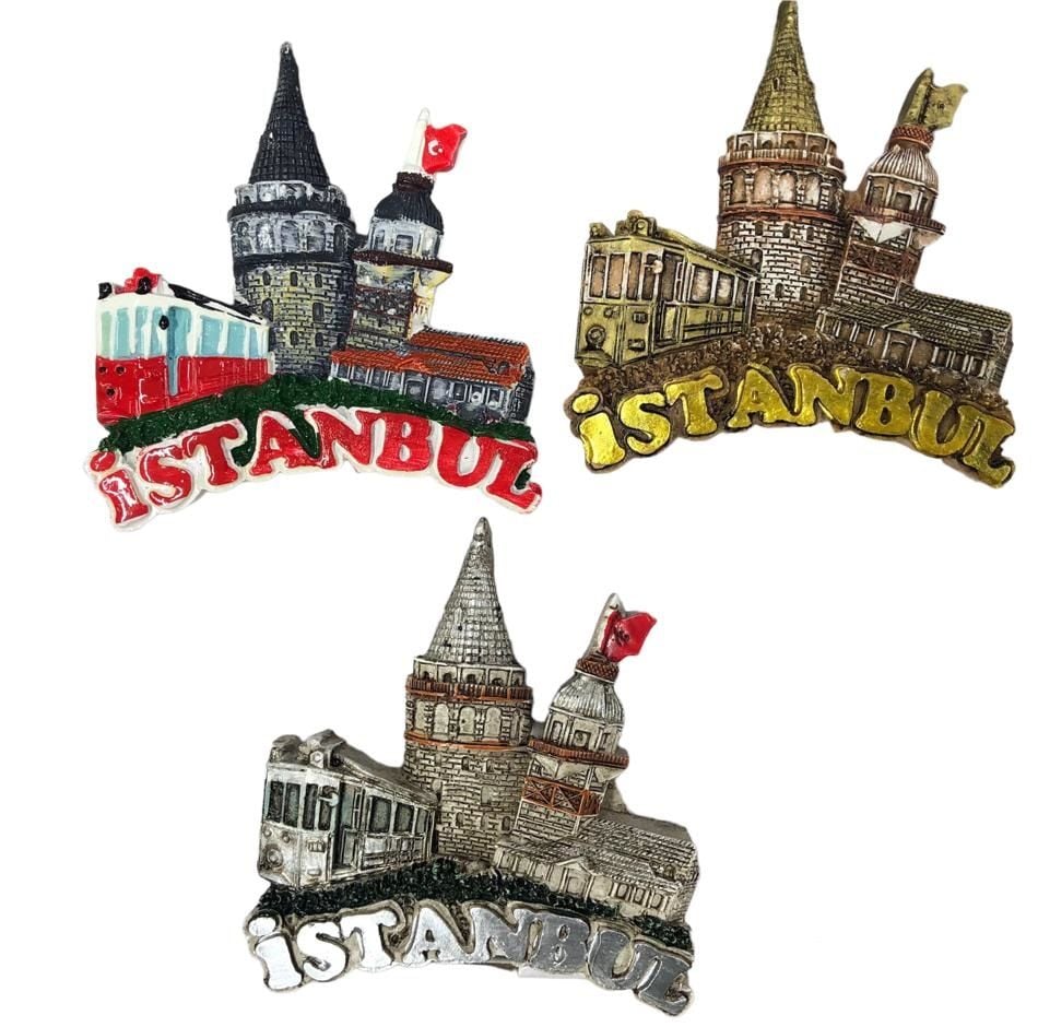 İstanbul Kız Kule & Tren Tasarımlı Polyester Magnet (12 Adet)